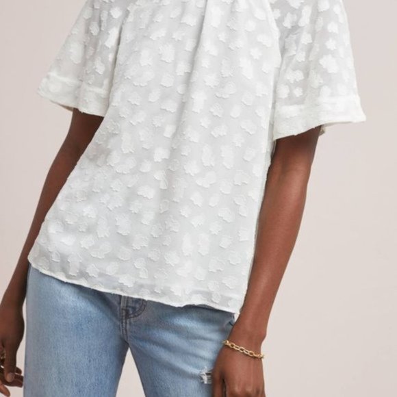 NEW! Feather Bone ANTHROPOLOGIE 'Chalet' Blouse in WHITE (S) - Picture 4 of 9